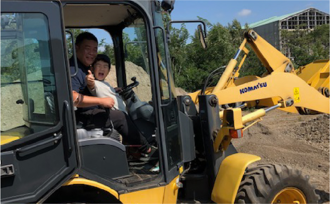 Families can try driving heavy machinery and construction trucks